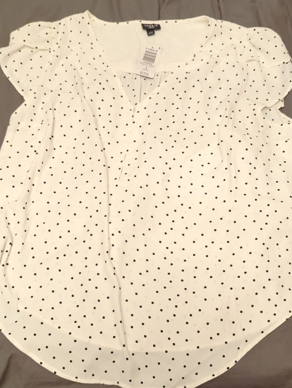 torrid White Blouse with Black Polka Dots